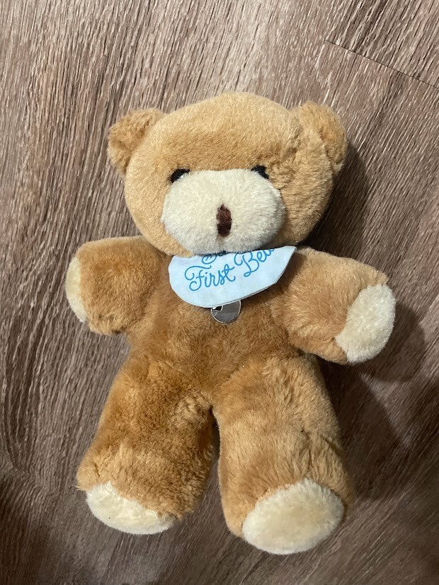 VINTAGE Baby\'s First Bear Blue Bib Musical Teddy Plush 1989 Hallmark Heartline VINTAGE Baby\'s First Bear Blue Bib Musical Teddy Plush 1989 Hallmark Heartline