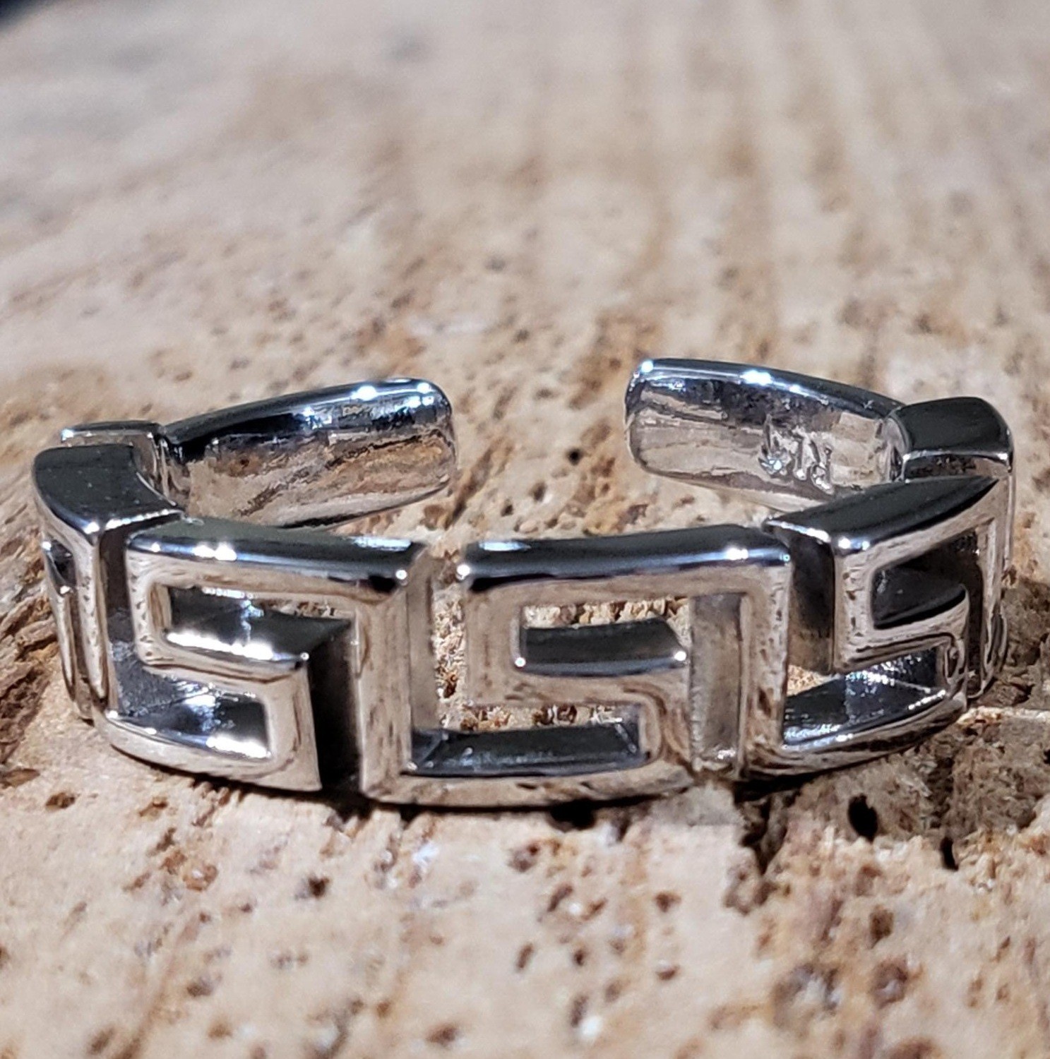 HANDMADE Silver Greek Key Penis Glans Ring Solid Cuff Style New *Adult*
