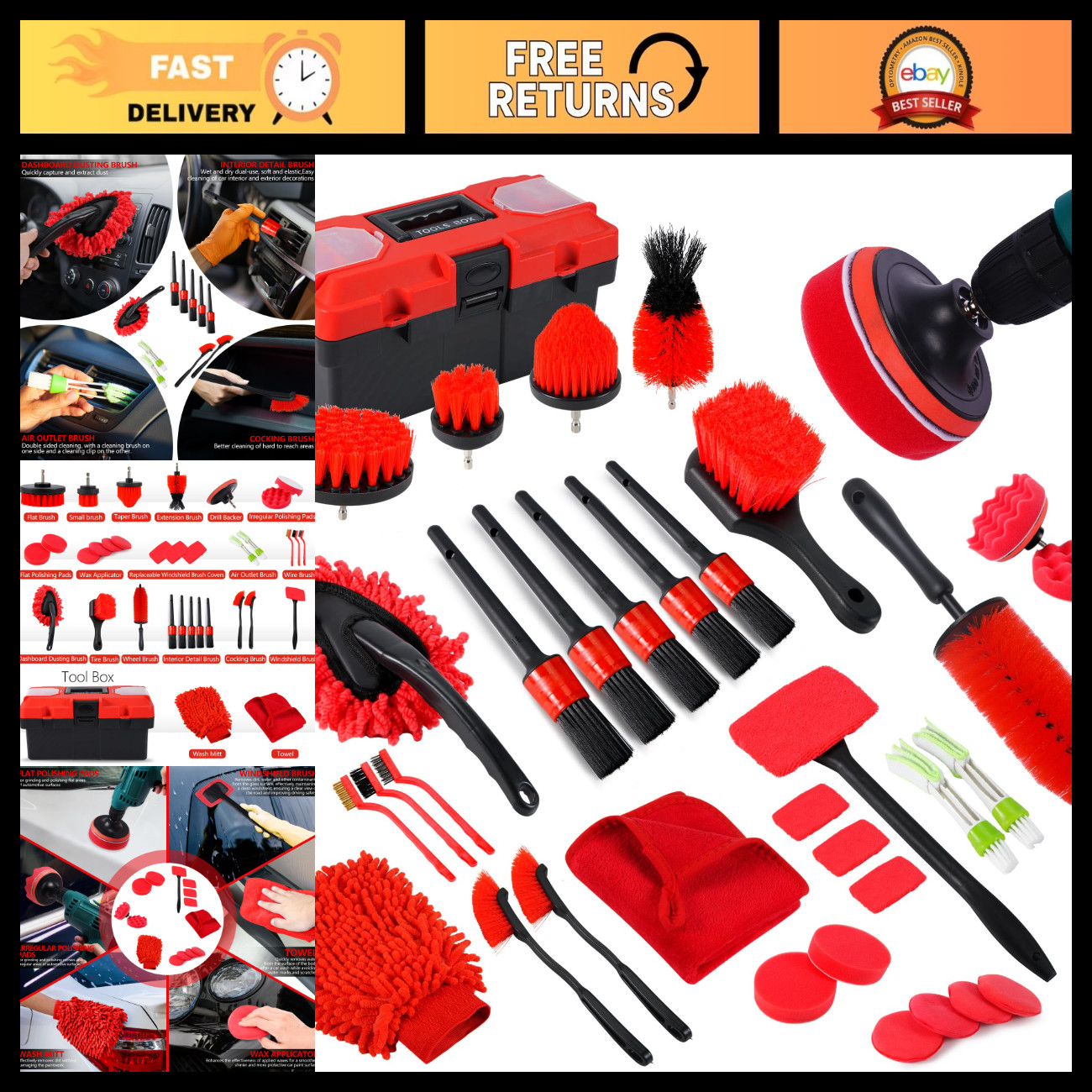 35-Piece Car Detailing Kit - Complete Set with Tool Box & Detailing Brushes 35-Piece Car Detailing Kit - Complete Set with Tool Box & Detailing Brushes