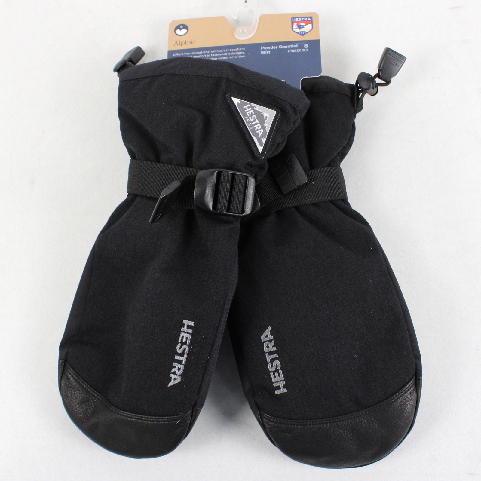 Hestra Alpine Powder Gauntlet Fleece-Lined Ski Mitts In Black - Unisex Size 8