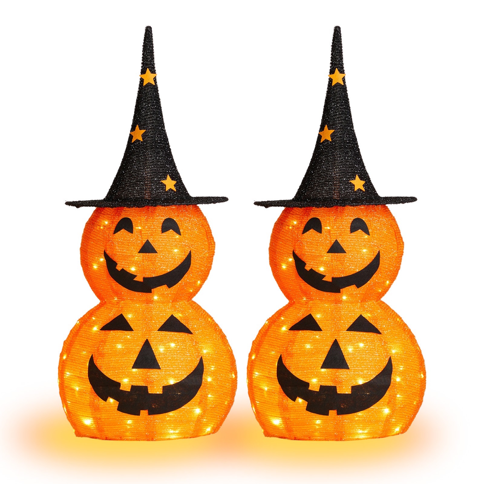 2pcs 3ft Halloween Collapsible Pumpkin Decorations 150 LED Lights 2pcs 3ft Halloween Collapsible Pumpkin Decorations 150 LED Lights