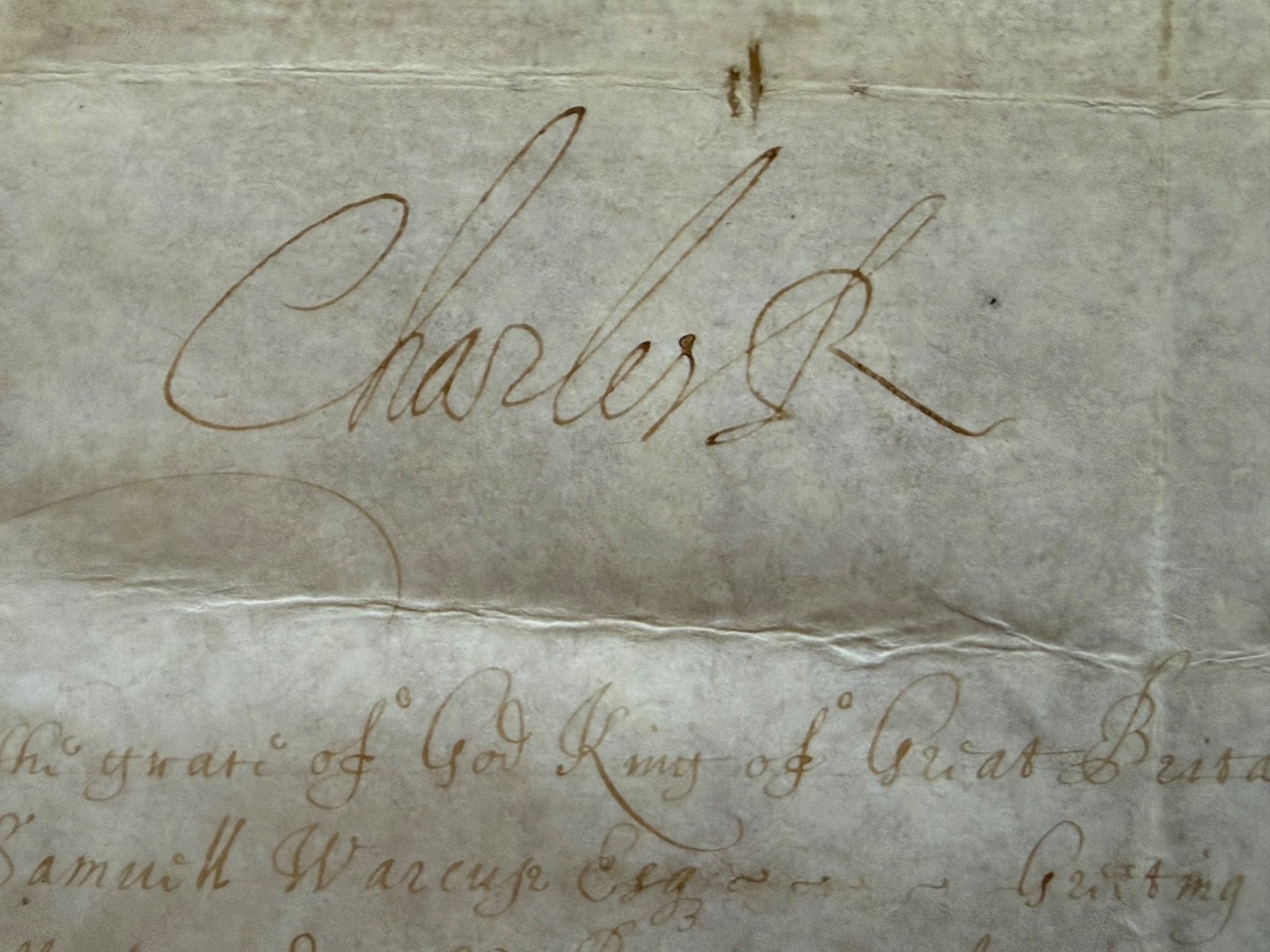 1643 King Charles I Signed Military Commission