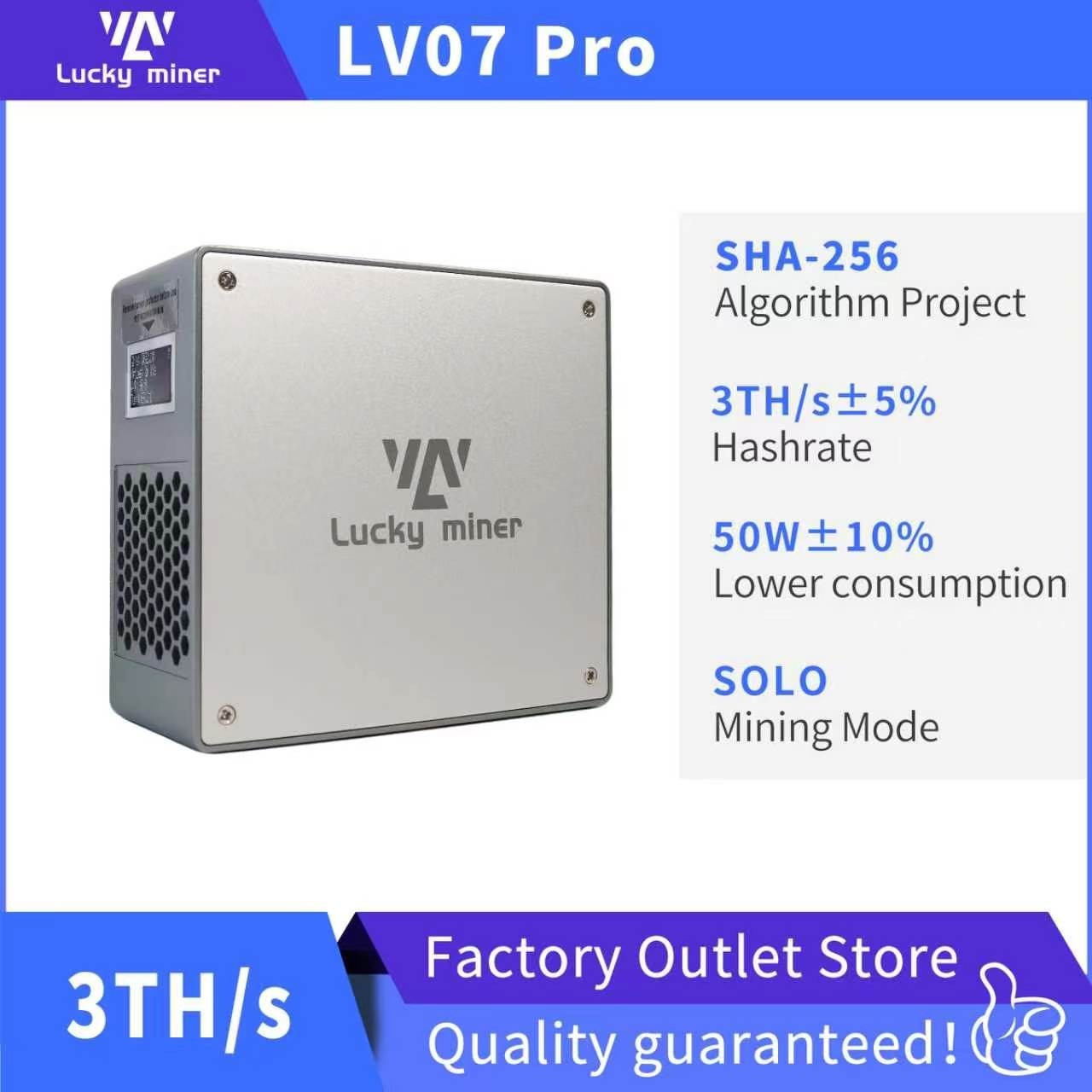 Lucky Miner LV07 Pro 3T Bitcoin BTC Miner SHA-256 WIFI Solo Mining Lotto Device