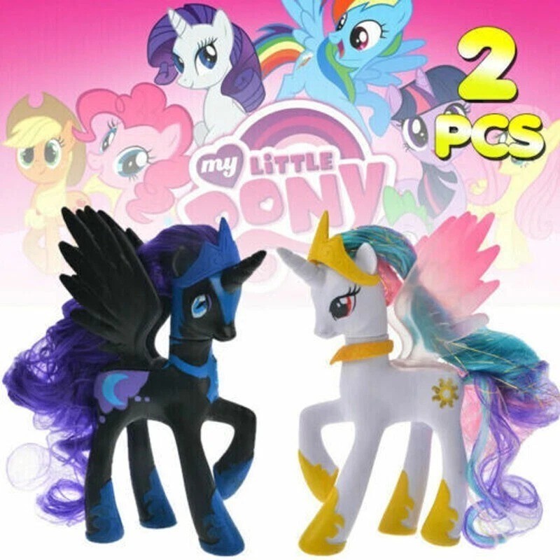 2Pcs My Little Pony Figures 14cm Princess Celestia Nightmare Moon Toys Kids Gift