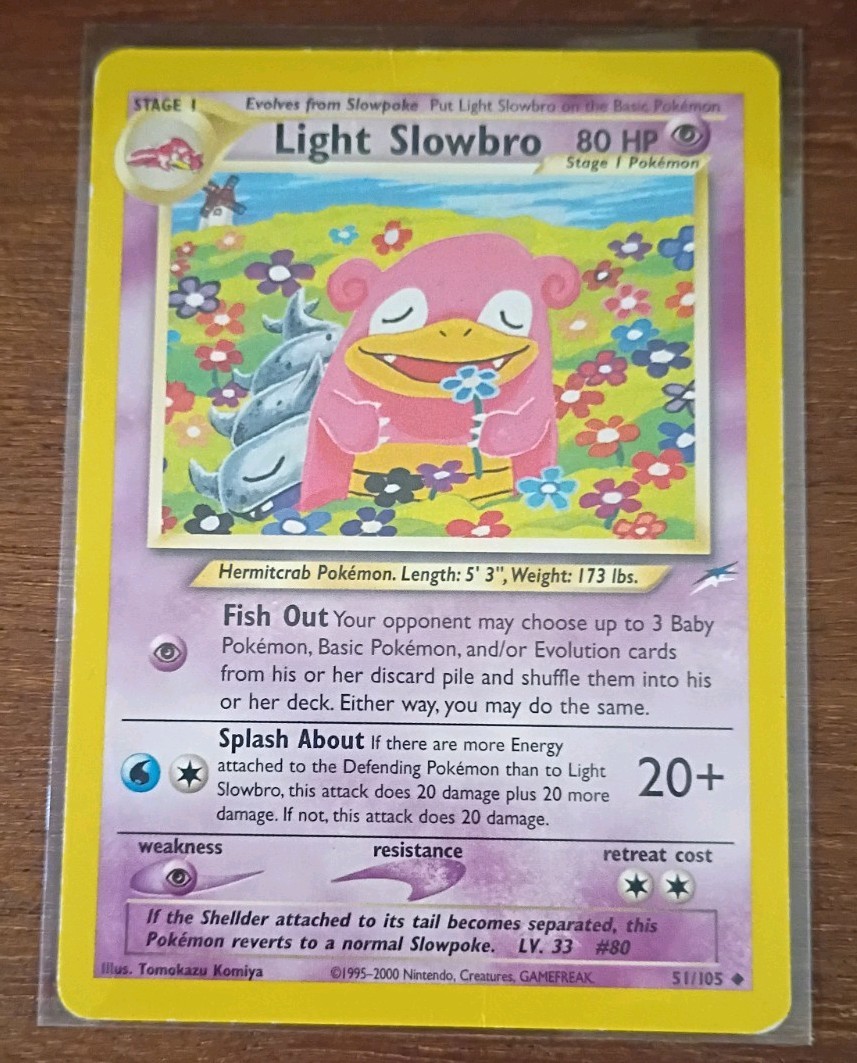 2002 Pokemon Light Slowbro 51/105 Neo Destiny WOTC Vintage Uncommon MP