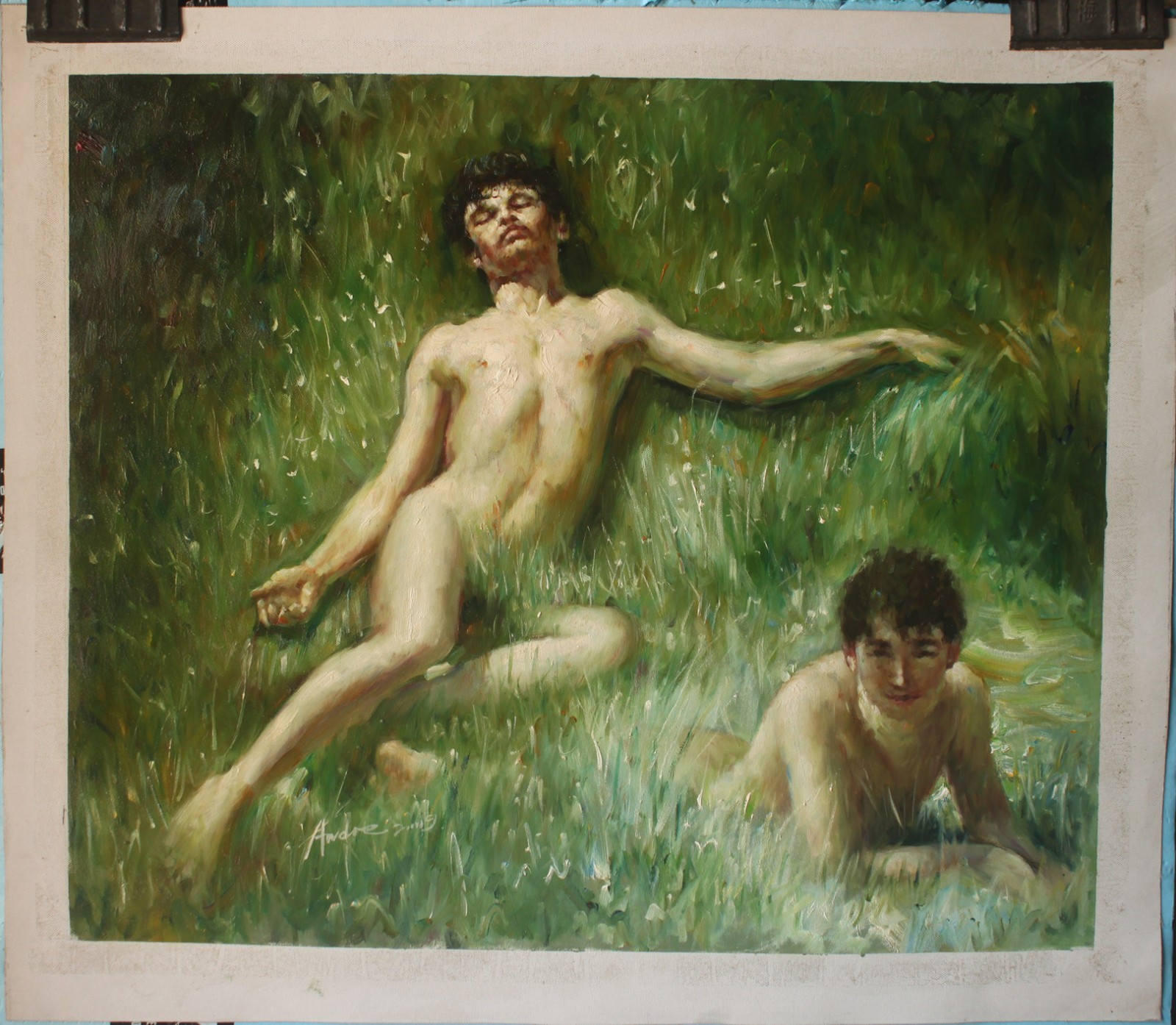 Hand-painted The Sunbathers oil painting by Henry Scott Tuke 24\