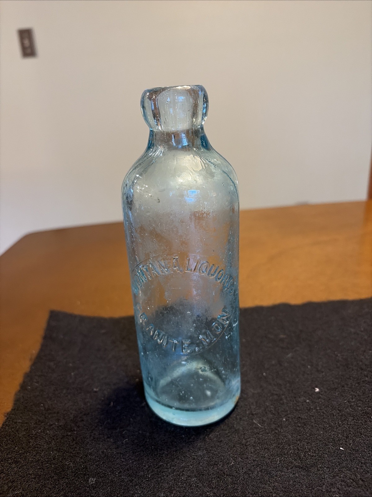 Rare 1880s Antique Montana Liquor Co Granite Silver Ghost Town Blob Top Bottle