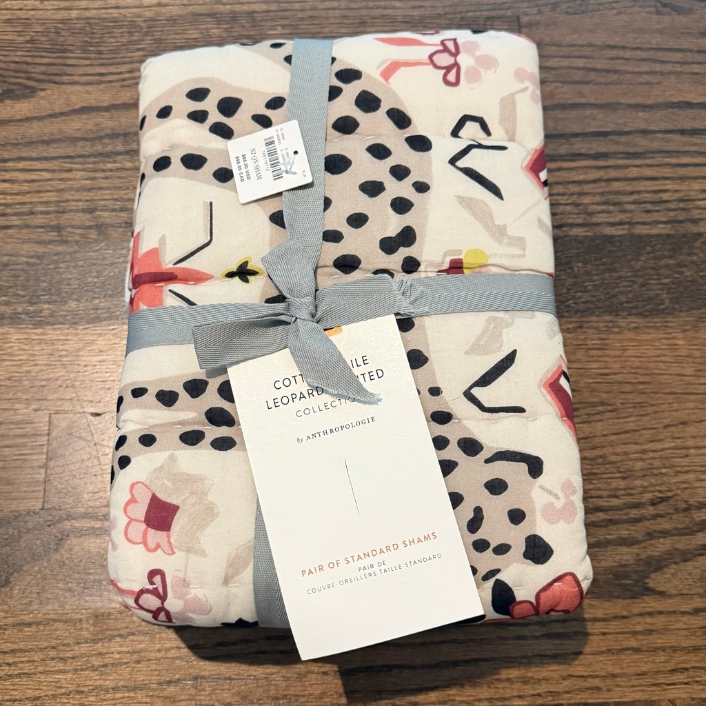 NWT Anthropologie Voile Leopard Print Set Of Two Queen Shams NWT Anthropologie Voile Leopard Print Set Of Two Queen Shams
