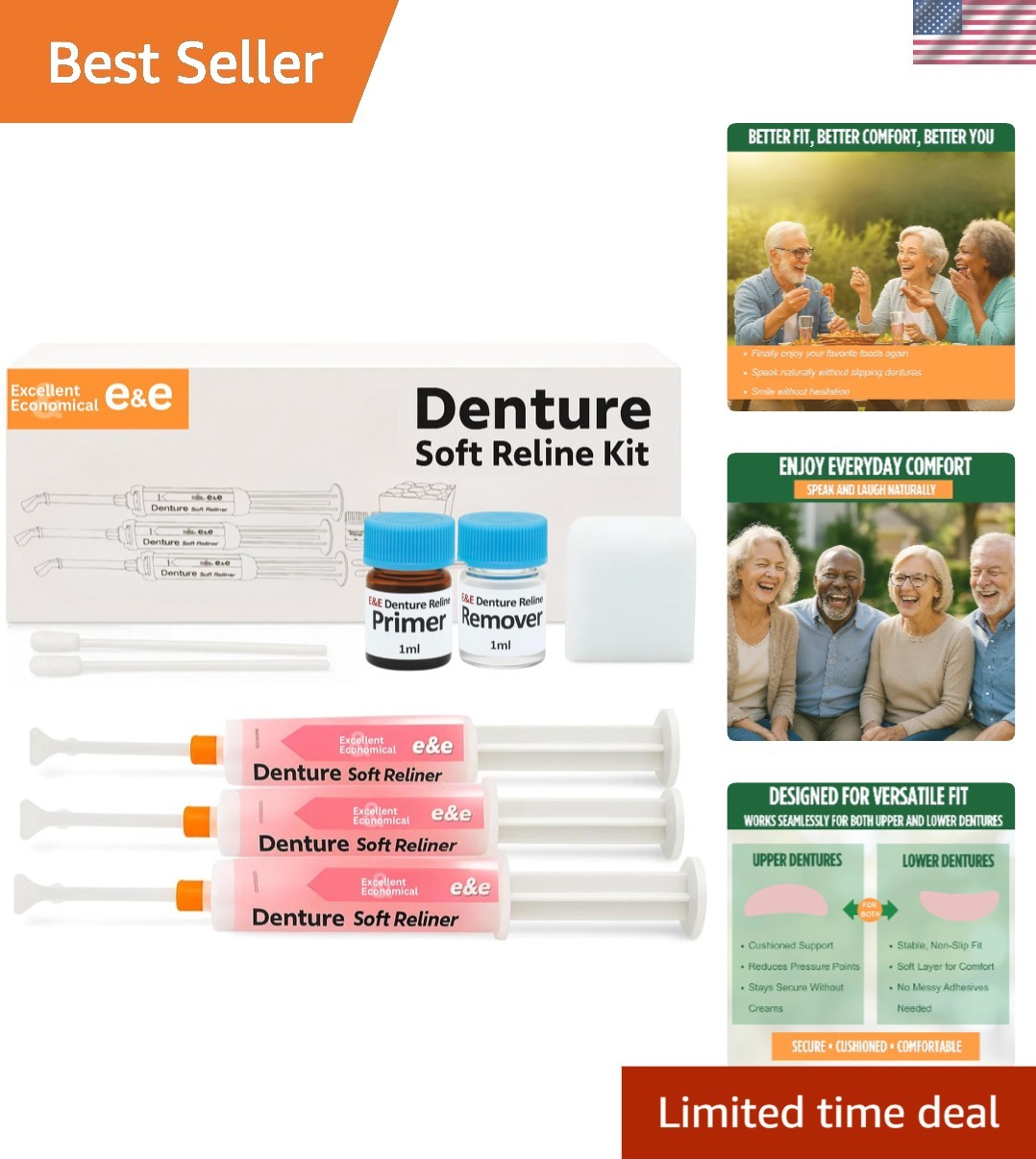 E&E Upper and Lower Denture Soft Reline Kit