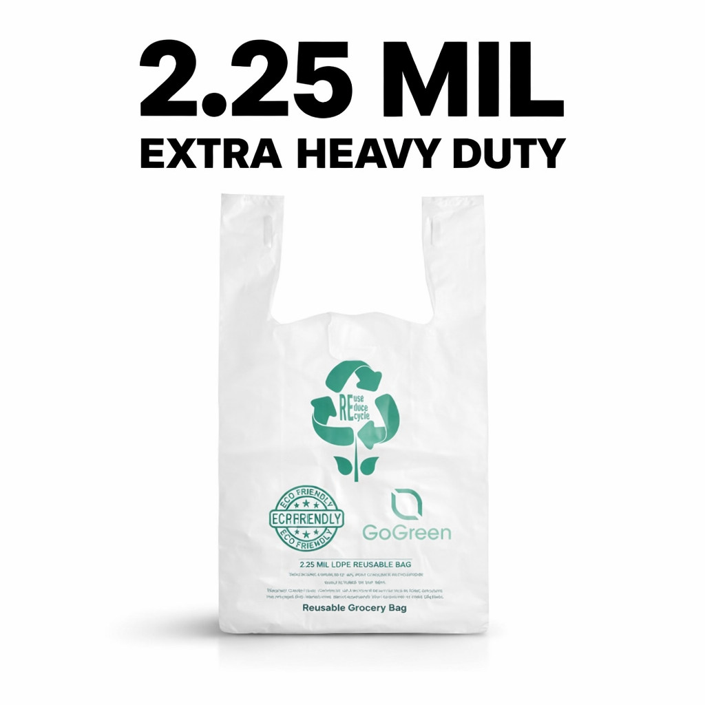 Heavy Duty T Shirt White Grocery Bags 1/6 Large 21x6.5x11.5 2.25 Mil Bags Heavy Duty T Shirt White Grocery Bags 1/6 Large 21x6.5x11.5 2.25 Mil Bags