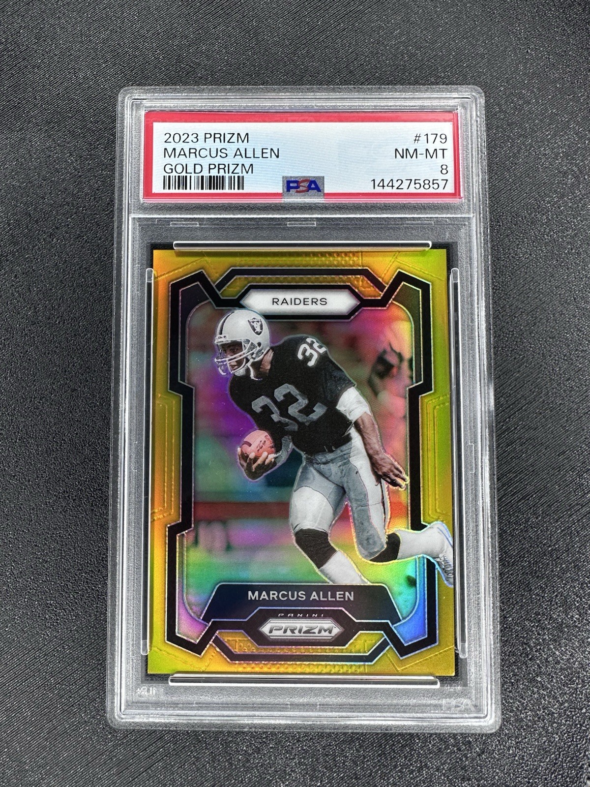 2023 Prizm Marcus Allen True Gold 03/10 Raiders PSA 8 POP 1 SSP Case Hit Rare