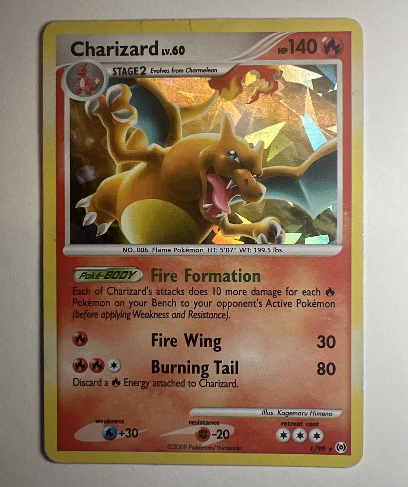 Charizard 1/99 Cracked Ice Holo. 2009 Pokemon, TCG HP Charizard 1/99 Cracked Ice Holo. 2009 Pokemon, TCG HP