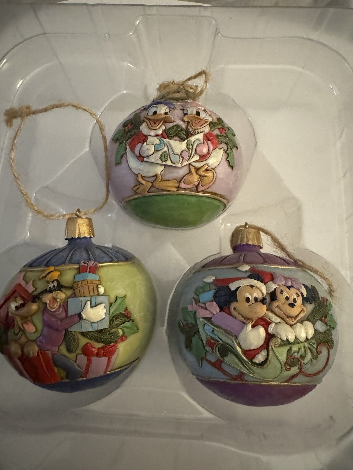 Jim Shore Disney Traditions Ball Ornaments Set of 3 Enesco 4039087 Mickey Minnie