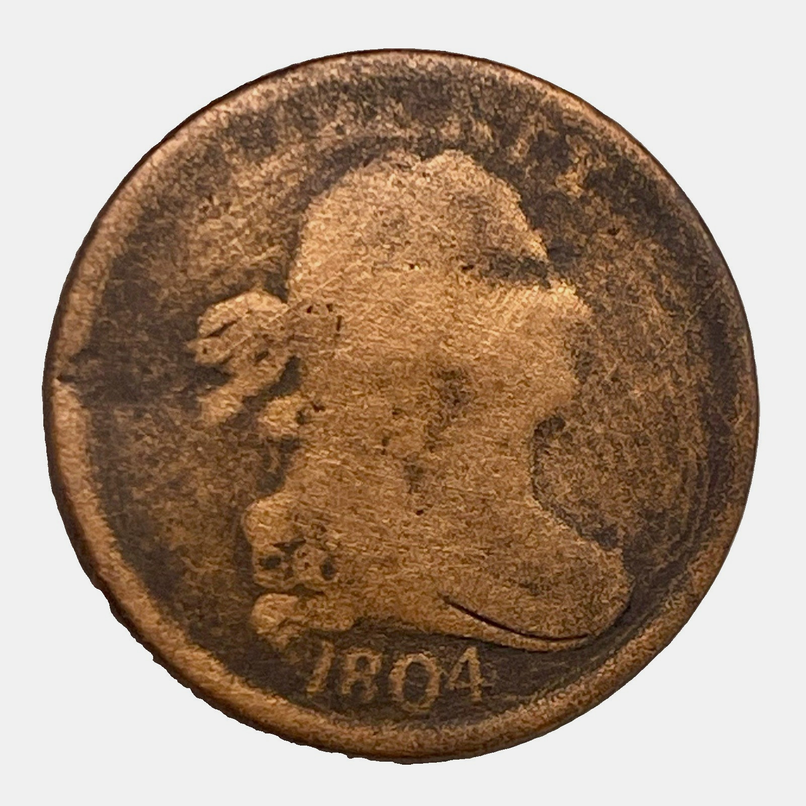 1804 Draped Bust Half Cent Copper Coin - Cleaned 1804 Draped Bust Half Cent Copper Coin - Cleaned
