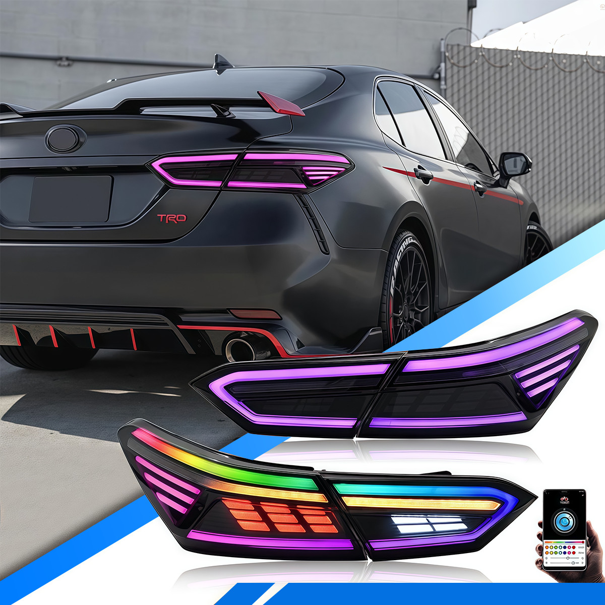 RGB LED Tail Lights For Toyota Camry 2018-2024 Rear Lights Assembly
