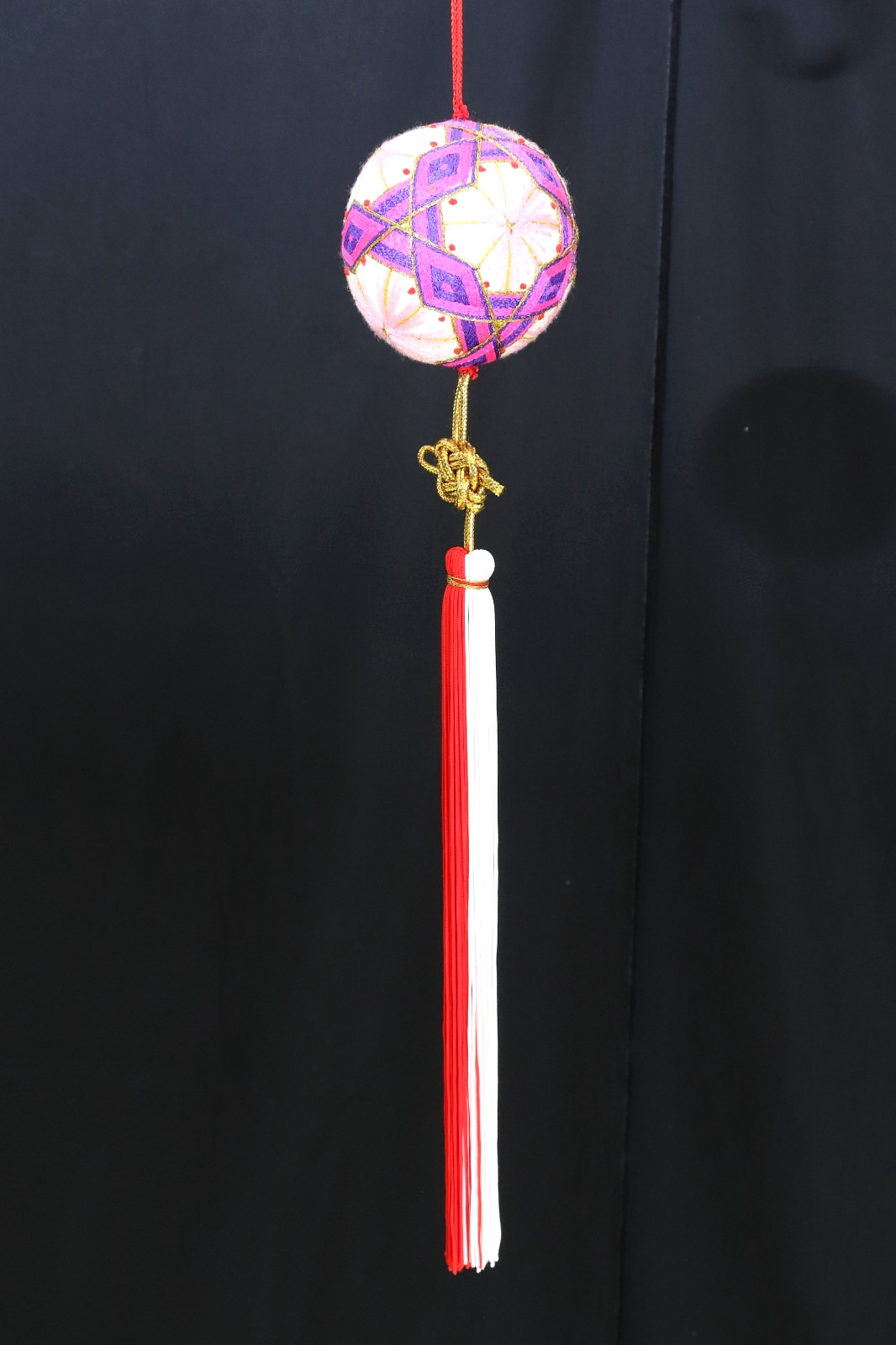 Vintage Japanese Yanagawa Sagemon Temari Ball Hanging Ornament Silk Mobile 60cm