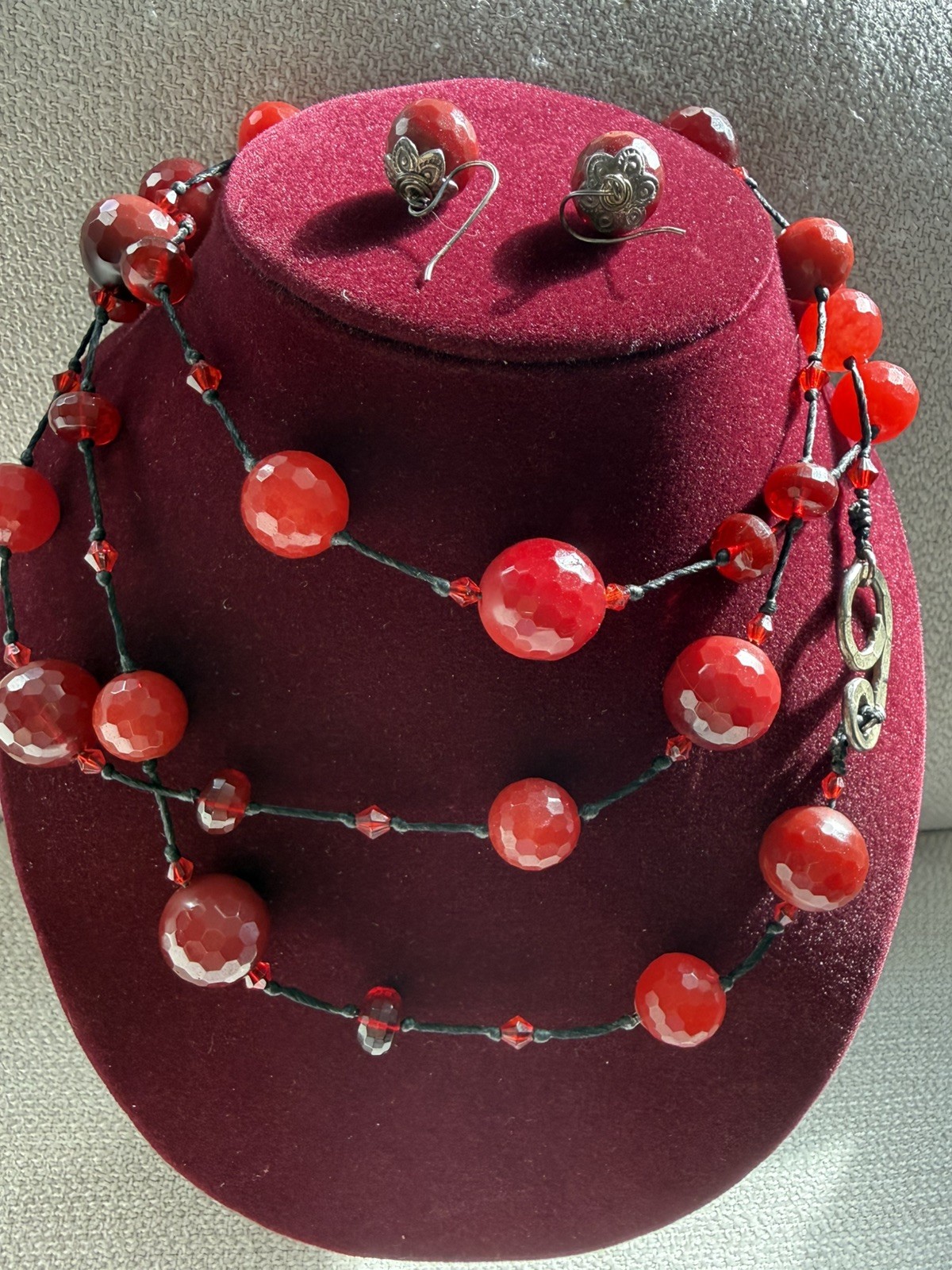 Rare Antique Carnelian Necklace Earrings Set 50\