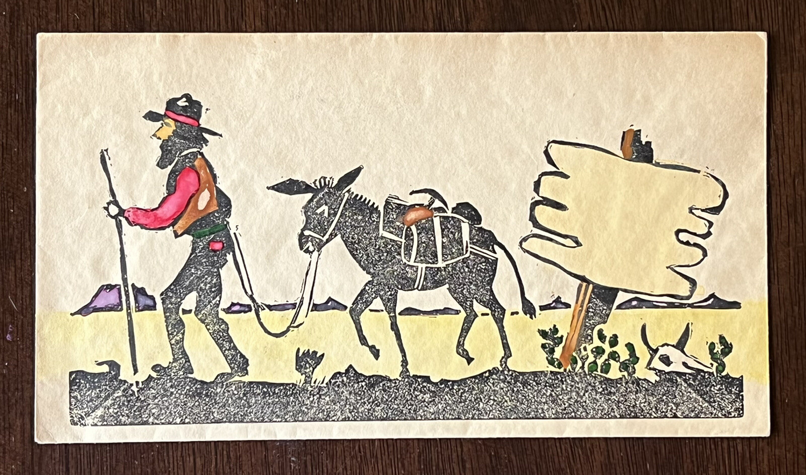 EXTREMELY RARE HAND-DRAWN US COVER MINER WITH MULE SKULL 