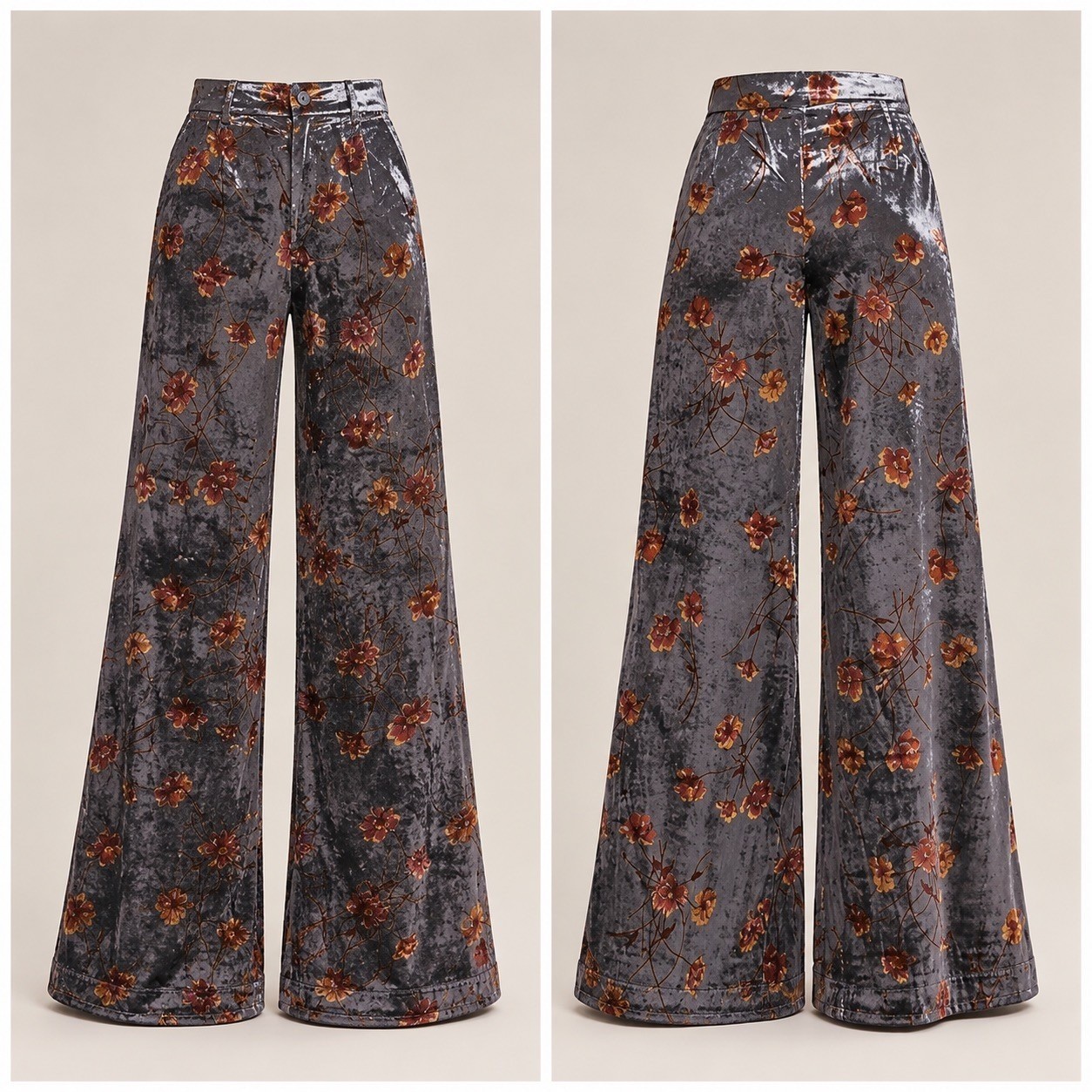 Anthropologie Ettitwa Jessie Velvet Floral Wide Leg Pants Size S Side Zip NWT Anthropologie Ettitwa Jessie Velvet Floral Wide Leg Pants Size S Side Zip NWT