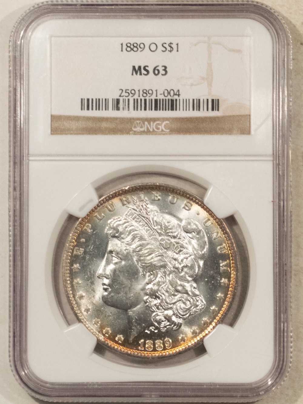 1889-O $1 MORGAN DOLLAR - NGC MS-63, BLAZING LUSTER