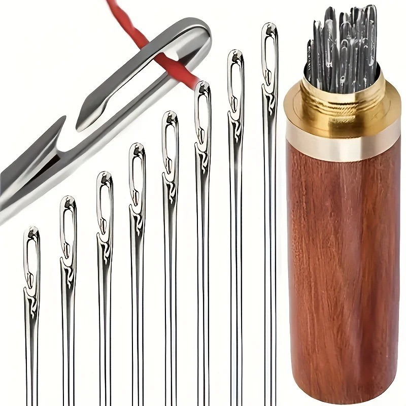 30-Pack Stainless Steel Self-Threading Needles-Opening Sewing & Darning Needles 30-Pack Stainless Steel Self-Threading Needles-Opening Sewing & Darning Needles