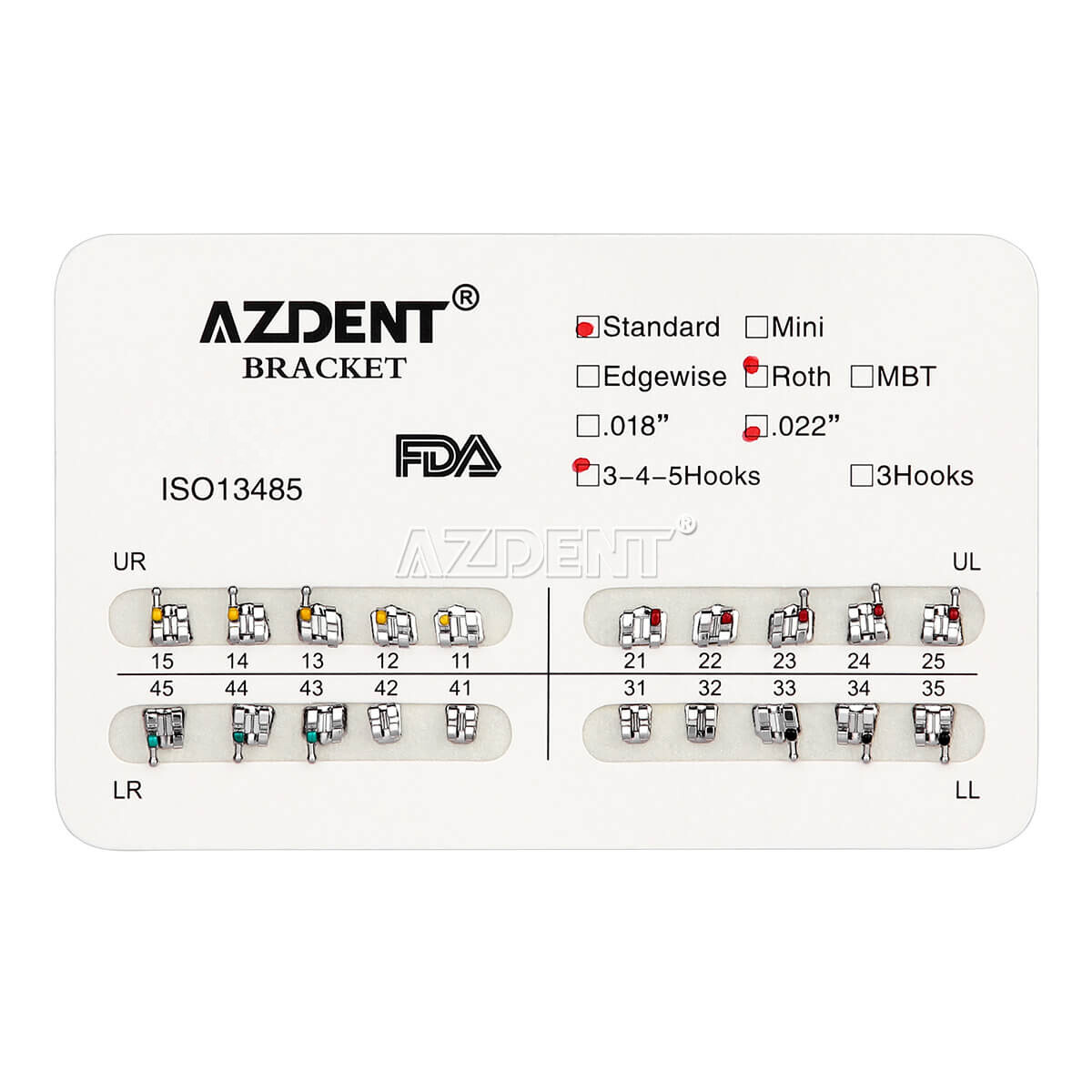 AZDENT Dental Orthodontic Brackets Braces Standard Roth.022 Hooks 3-4-5 FDA AZDENT Dental Orthodontic Brackets Braces Standard Roth.022 Hooks 3-4-5 FDA