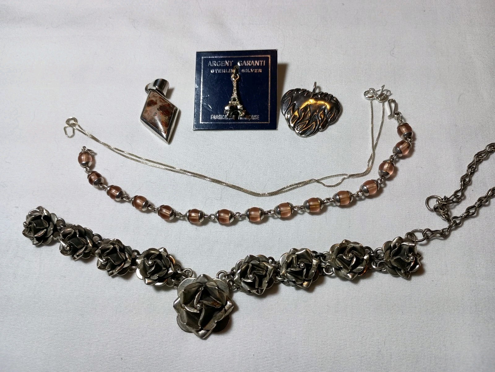 Sterling Silver VTG Wear Repair 925 950 Taxco MexicoRoses Gemstone Read 67 Grams Sterling Silver VTG Wear Repair 925 950 Taxco MexicoRoses Gemstone Read 67 Grams