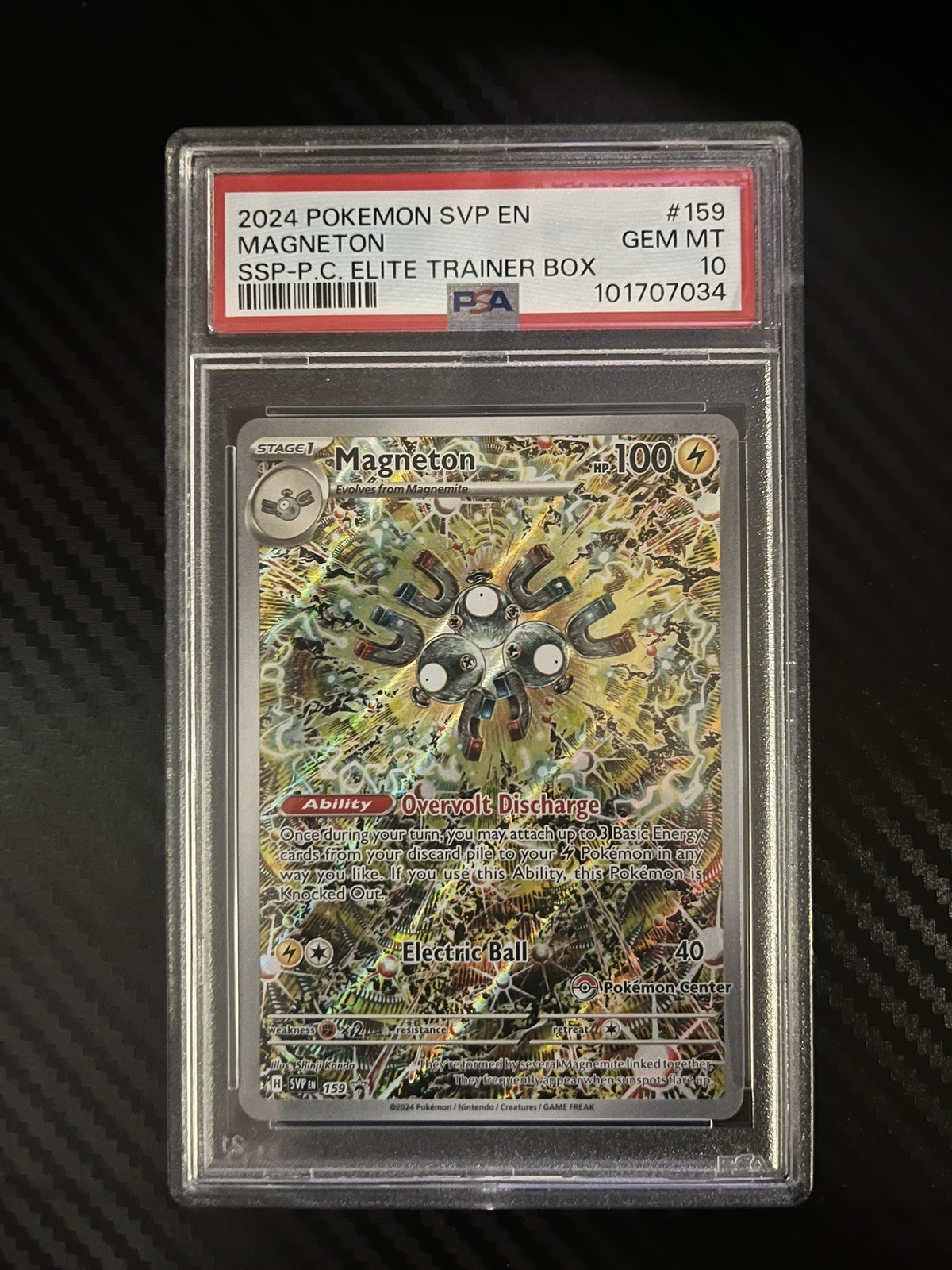 2024 POKEMON SURGING SPARKS POKEMON CENTER ETB PROMO SVP #159 MAGNETON PSA 10 2024 POKEMON SURGING SPARKS POKEMON CENTER ETB PROMO SVP #159 MAGNETON PSA 10