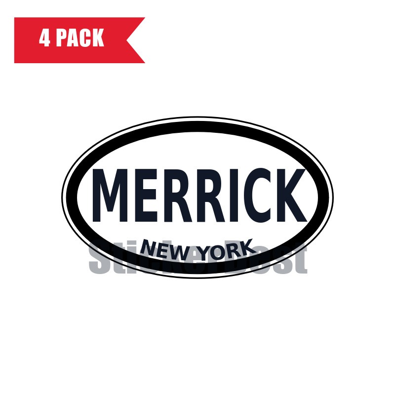 New York Merrick Oval Sticker 4 Pack 3x2 Inch