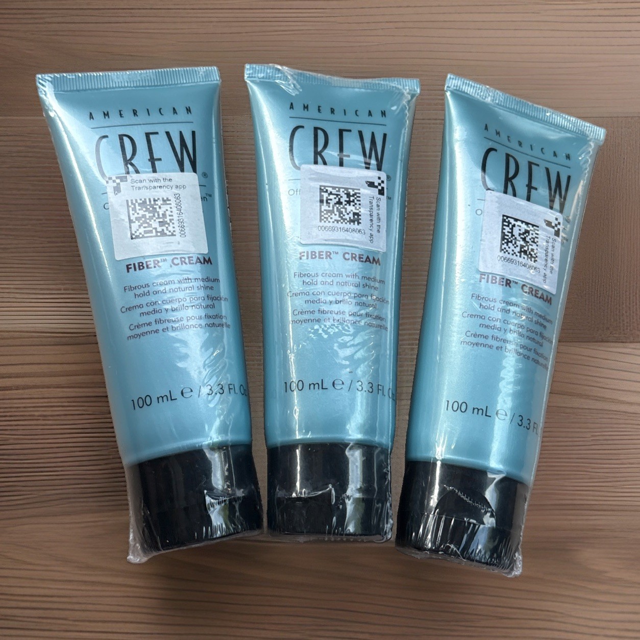 American Crew Fiber Cream for Men 3-Pack  Medium Hold Hair Styling 3.3oz/100ml