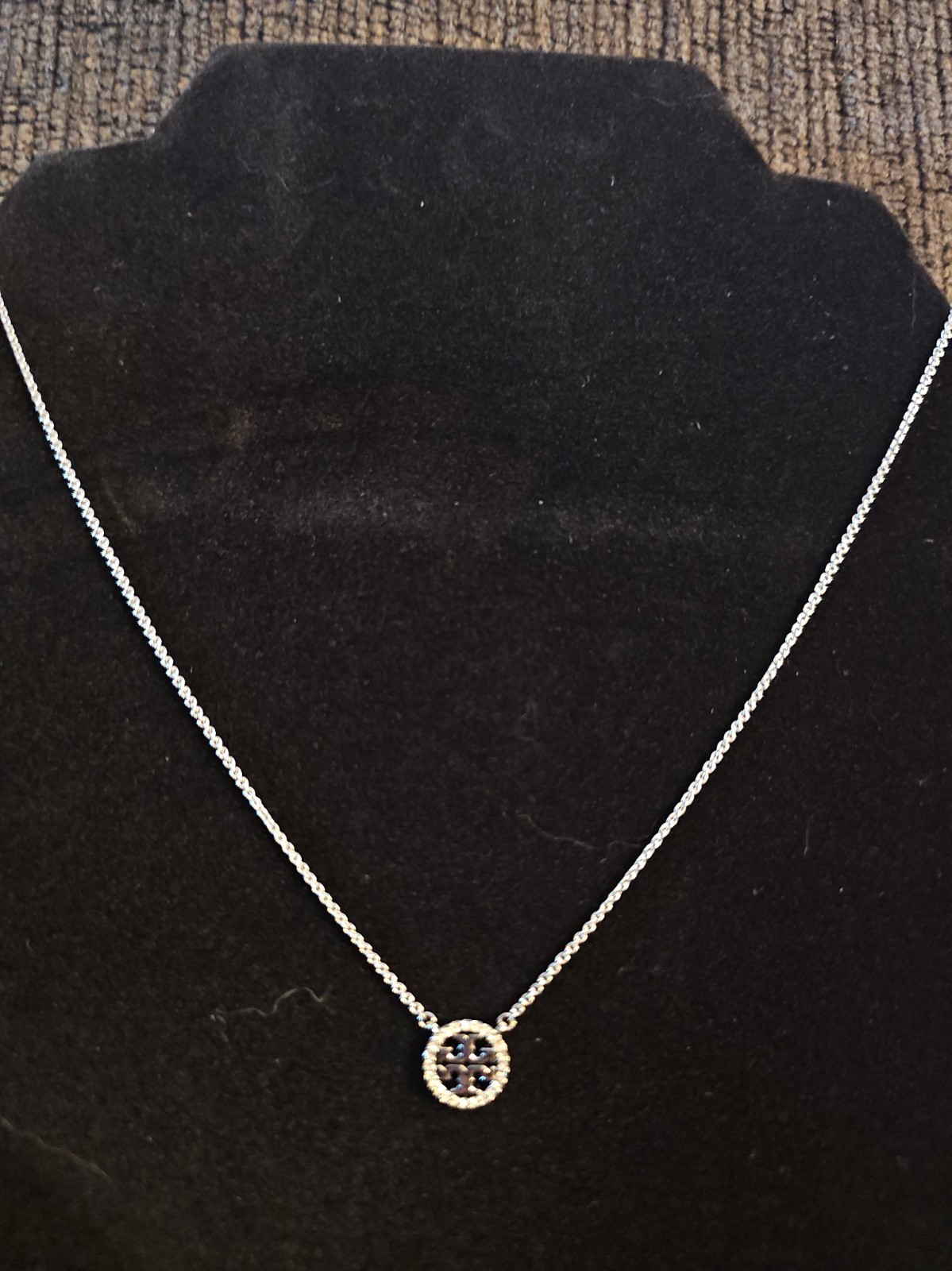 Tory Burch Miller Pave Pendant Necklace 53420 Tory Silver Color Tory Burch Miller Pave Pendant Necklace 53420 Tory Silver Color