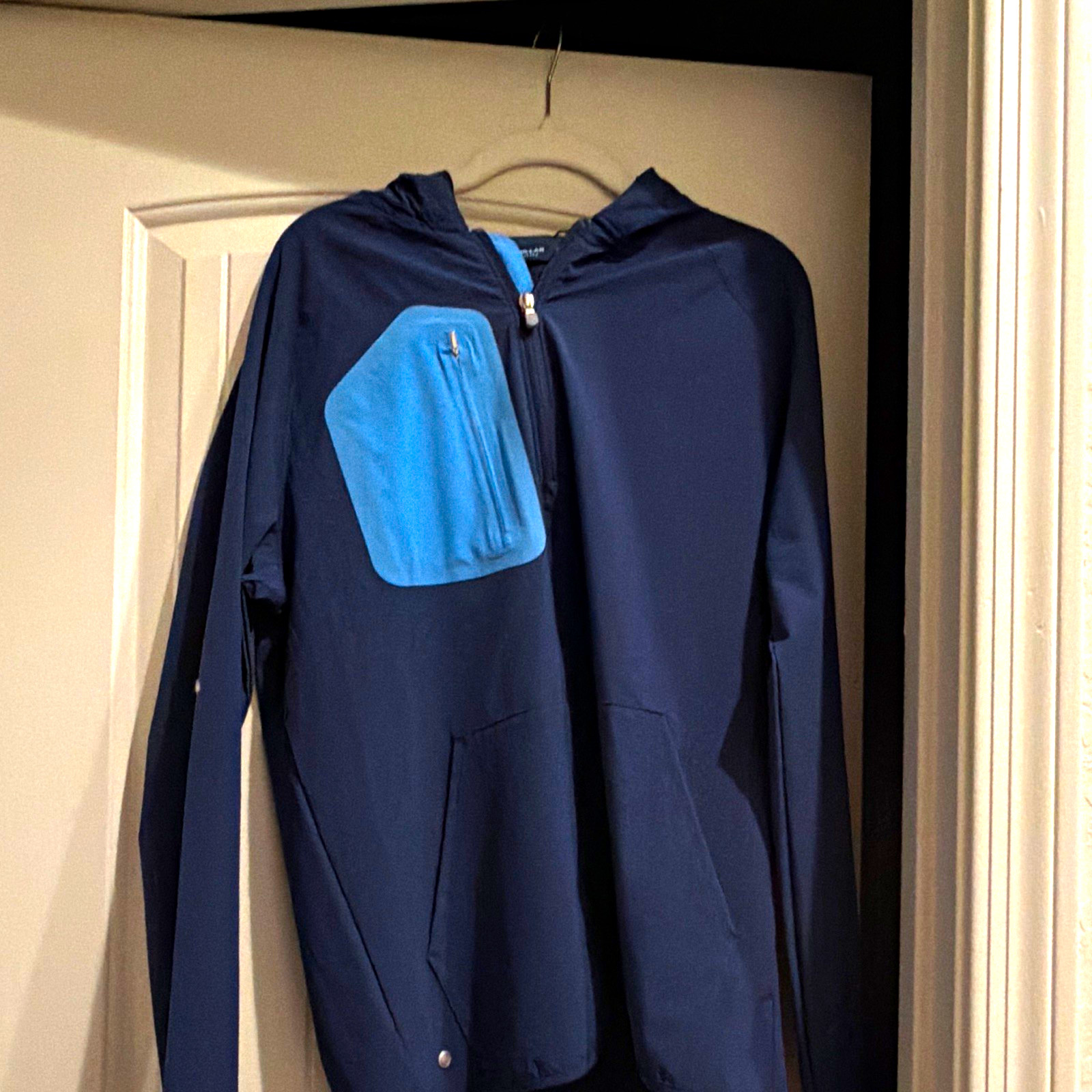 Peter Millar Crown Sport Full Zip Hooded Polyester Jacket Navy Mens M MS23XZ03 Peter Millar Crown Sport Full Zip Hooded Polyester Jacket Navy Mens M MS23XZ03