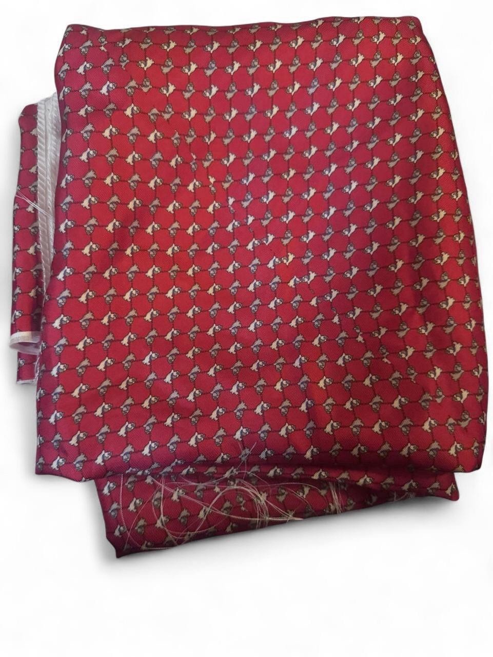 Red Silk Printed Hound Motif 100% Italian Silk 58”X30” Panel Fabric Sewing Red Silk Printed Hound Motif 100% Italian Silk 58”X30” Panel Fabric Sewing