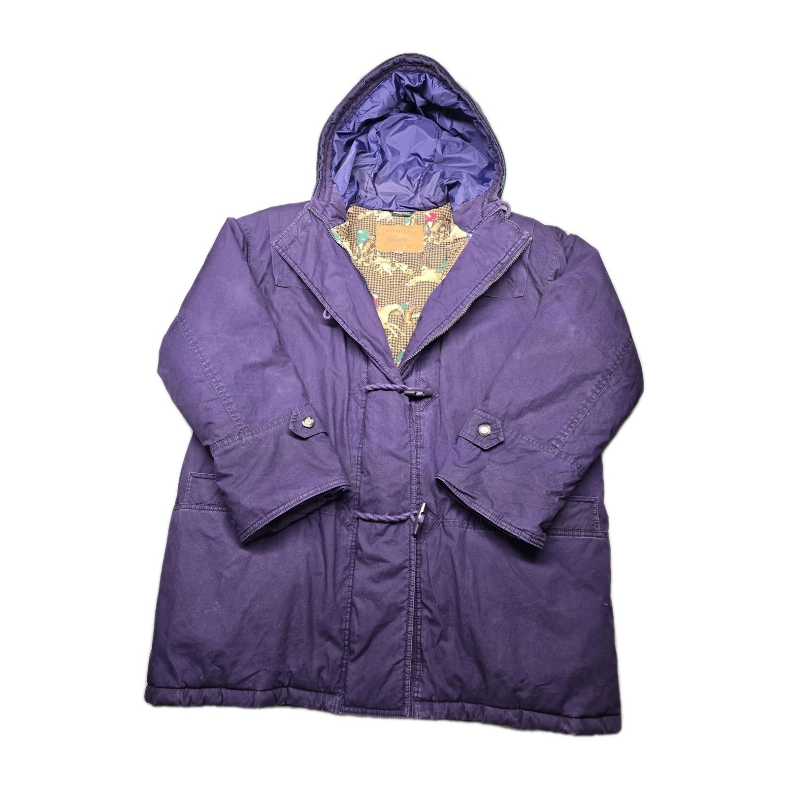 Vintage J.C. Hook Authentic Purple Hooded Jacket Mens M Down Quilted Lined