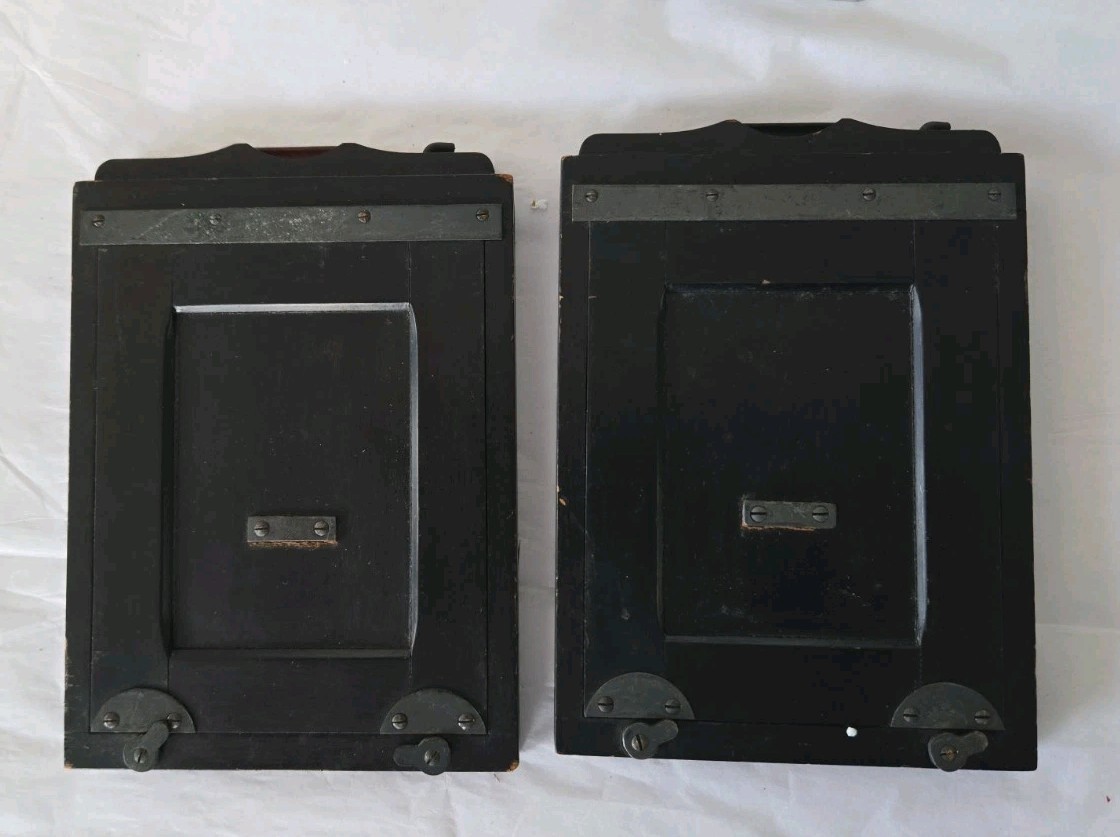 Rare Antique Folmer & Schwing Graflex 3¼ x 4¼ Wooden Double Plate Holders - Pair