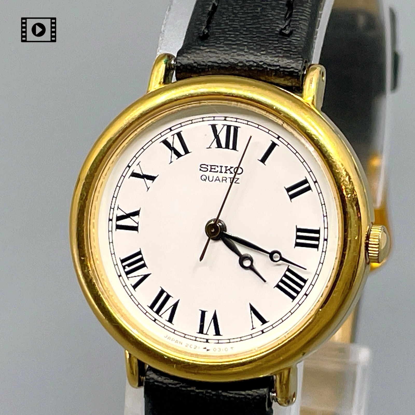 Seiko Qz 2C21-0070 Gold 25mm Roman Ladies Watch Vintage1986 [N.Mint]  US Stock