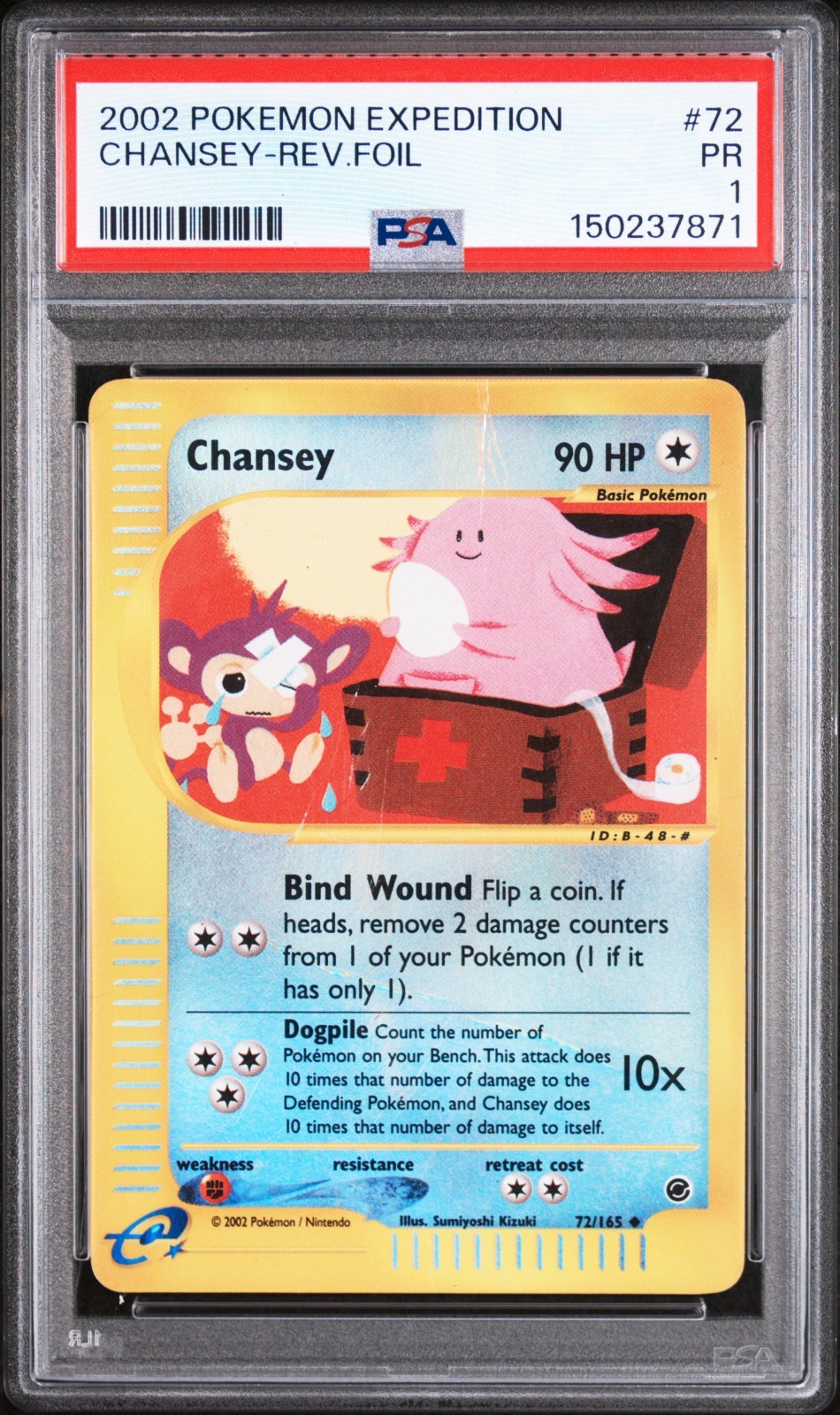 PSA 1 2002 Expedition Chansey REVERSE Holo Foil 72/165 Pokemon E-Reader Series
