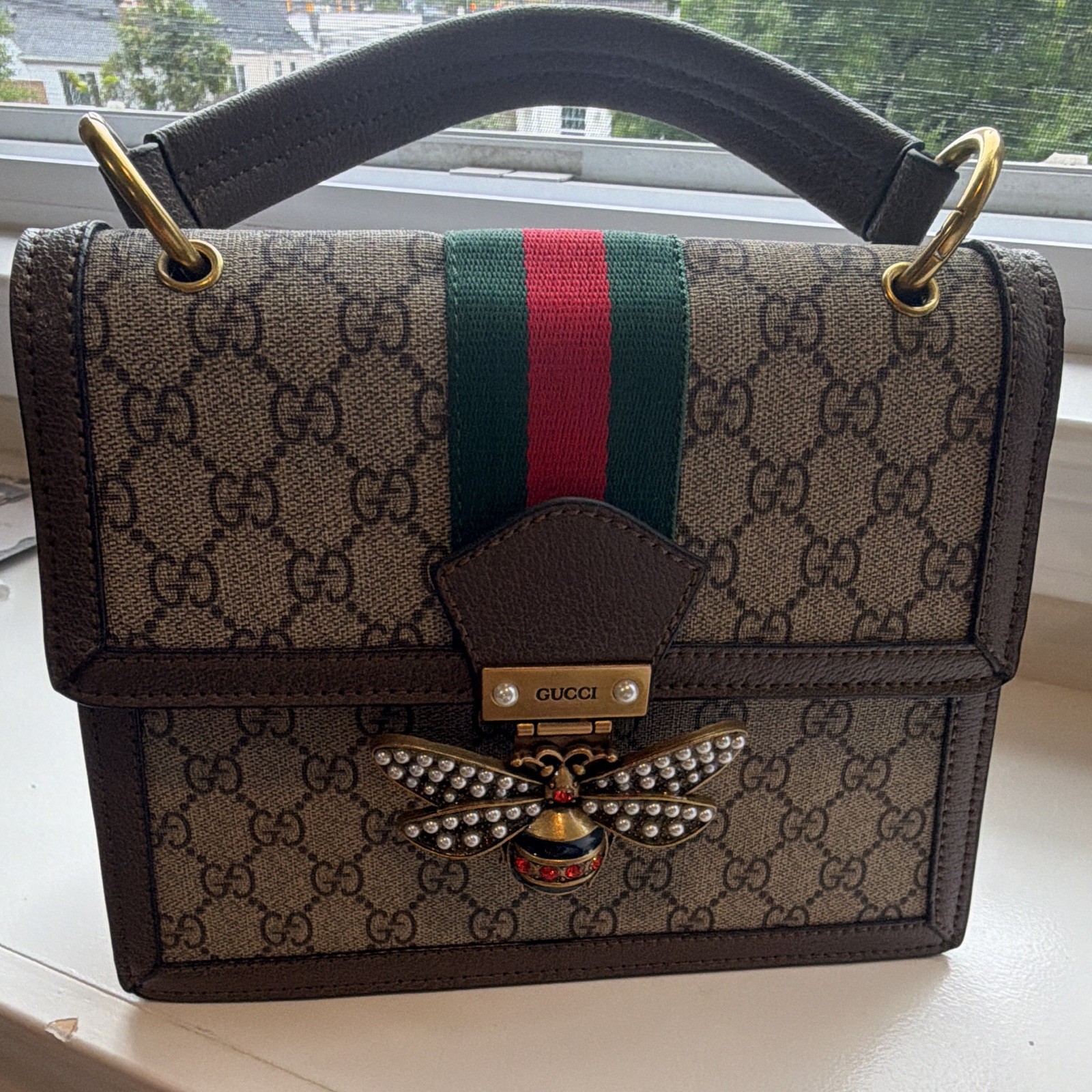 Gucci GG Queen Margaret Bee Top Handle Bag w/ Detachable Strap Dust Bag Gucci GG Queen Margaret Bee Top Handle Bag w/ Detachable Strap Dust Bag