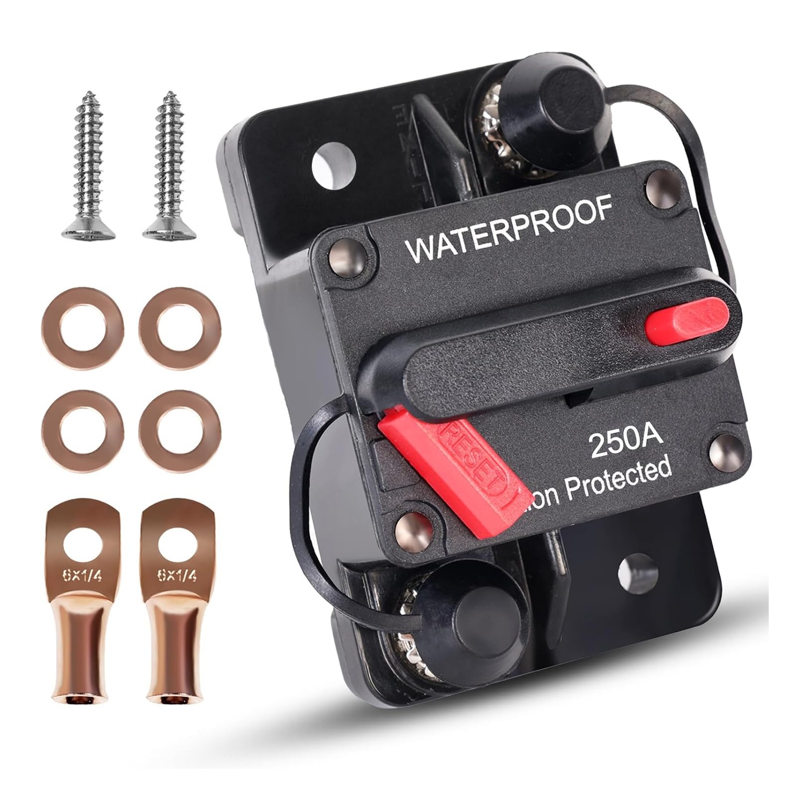 250Amp Circuit Breaker Audio Fuse 12V-48V DC Car Boat Manual Reset Switch NEW