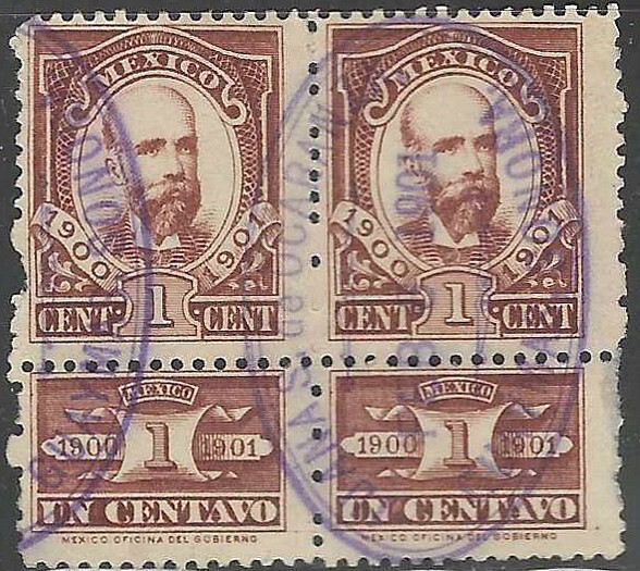 Mexico - 1c - 1900 - 1901 Revenue - Used Pair