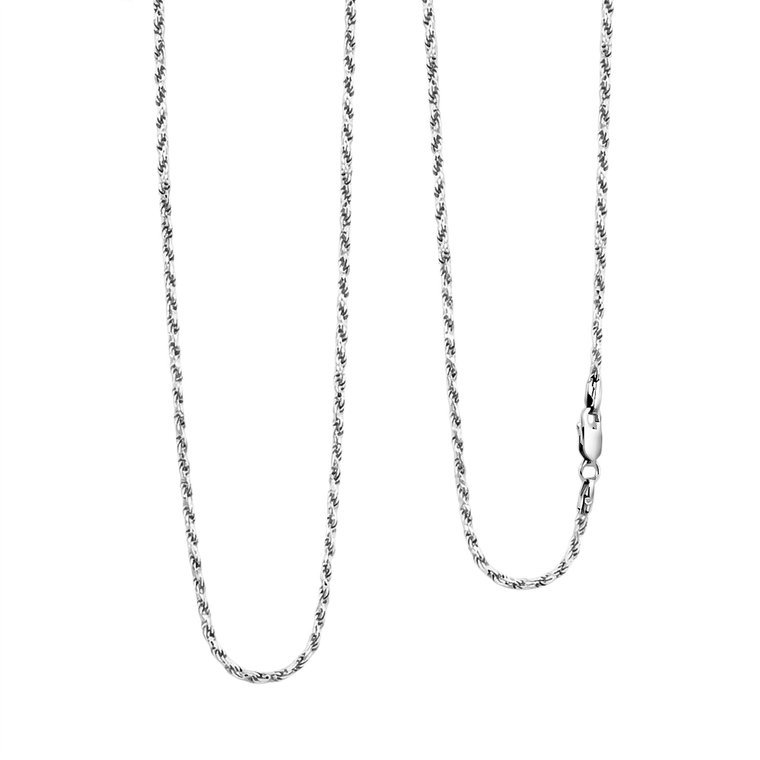 Italian Rope Chain Necklace in Rhodium Over Sterling Silver 8.69 Grams 20 Inches Italian Rope Chain Necklace in Rhodium Over Sterling Silver 8.69 Grams 20 Inches