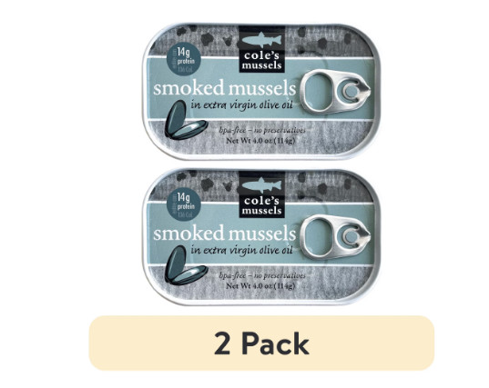 (2 pack) Cole\'s Smoked Mussels in Extra Virgin Olive Oil
