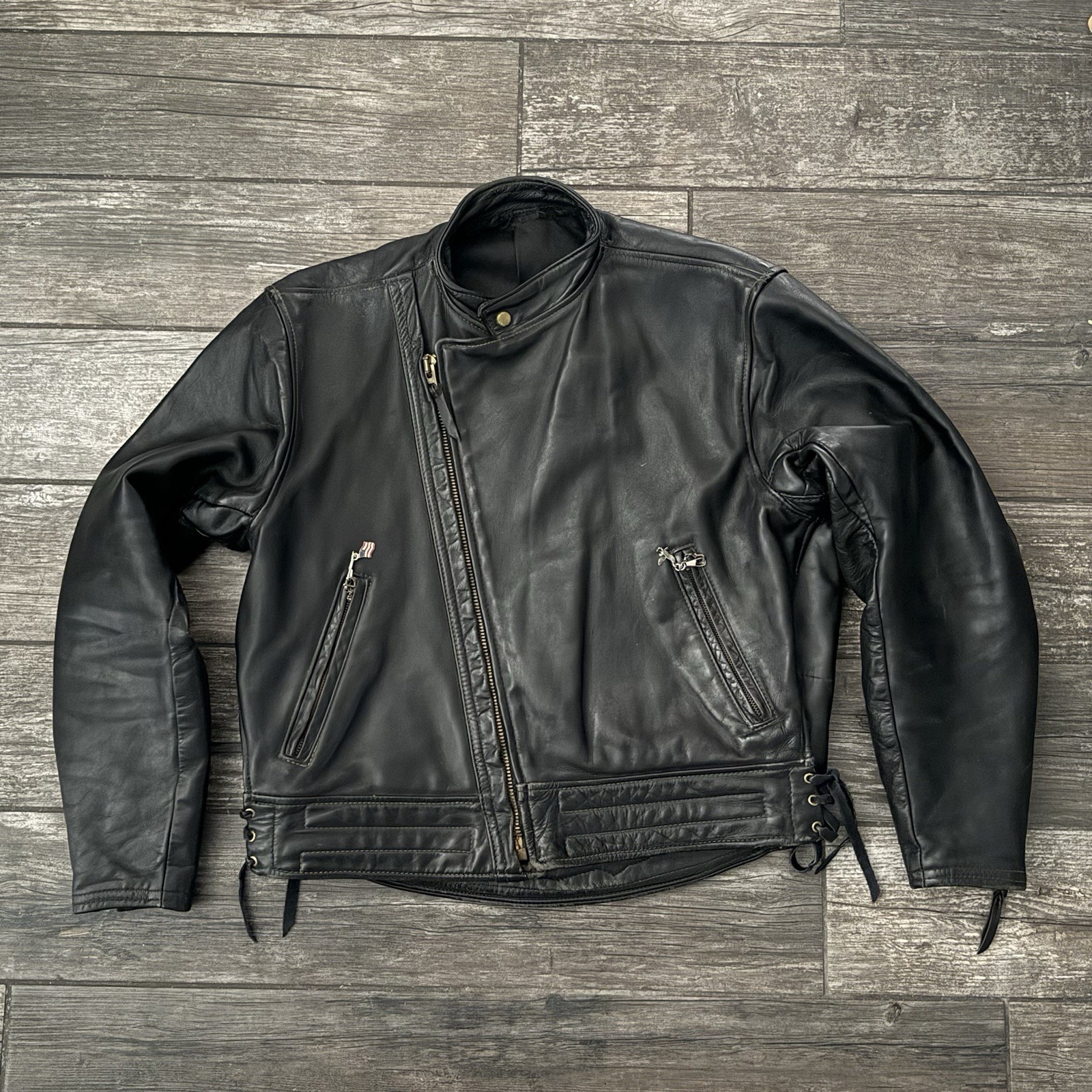 VTG 1967 LANGLITZ LEATHERS BLACK CAFE RACER MOTORCYCLE JACKET FITS 40 M/L HARLEY VTG 1967 LANGLITZ LEATHERS BLACK CAFE RACER MOTORCYCLE JACKET FITS 40 M/L HARLEY