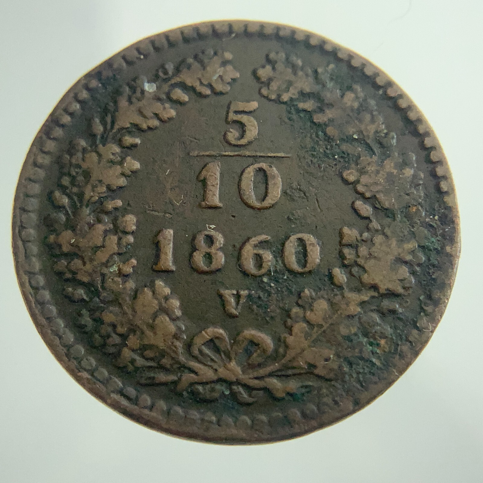 1860 V Austria 5/10 Kreuzer KM#2182 Circulated Coin Franz Joseph I Treated FF251 1860 V Austria 5/10 Kreuzer KM#2182 Circulated Coin Franz Joseph I Treated FF251