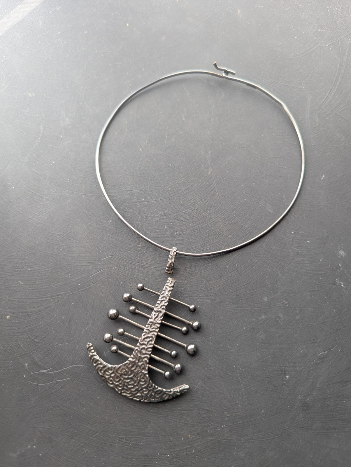Vintage UNO A ERRE B Galoppi Signed Heavy Sterling Enamel Necklace As Is Vintage UNO A ERRE B Galoppi Signed Heavy Sterling Enamel Necklace As Is
