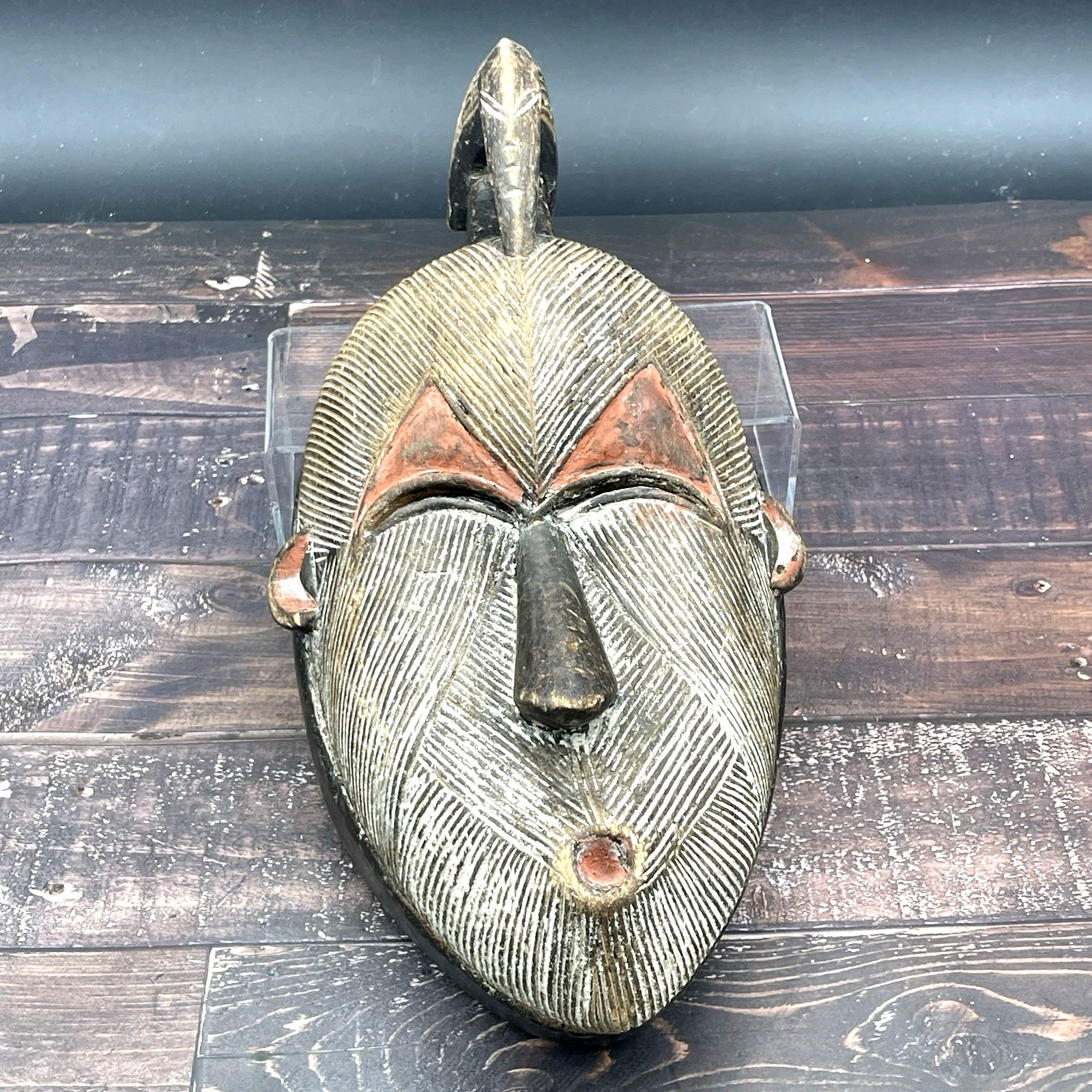 Vintage African Portrait Mask Hand Carved Wood with Details Anteater 15\
