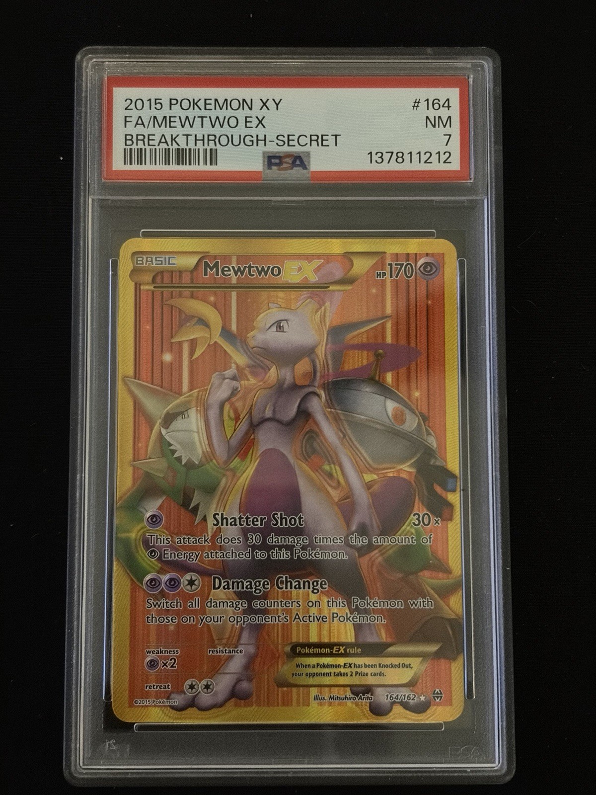 2015 Pokemon Mewtwo EX 164/162 Holo Card Breakthrough Secret Rare PSA 7 2015 Pokemon Mewtwo EX 164/162 Holo Card Breakthrough Secret Rare PSA 7