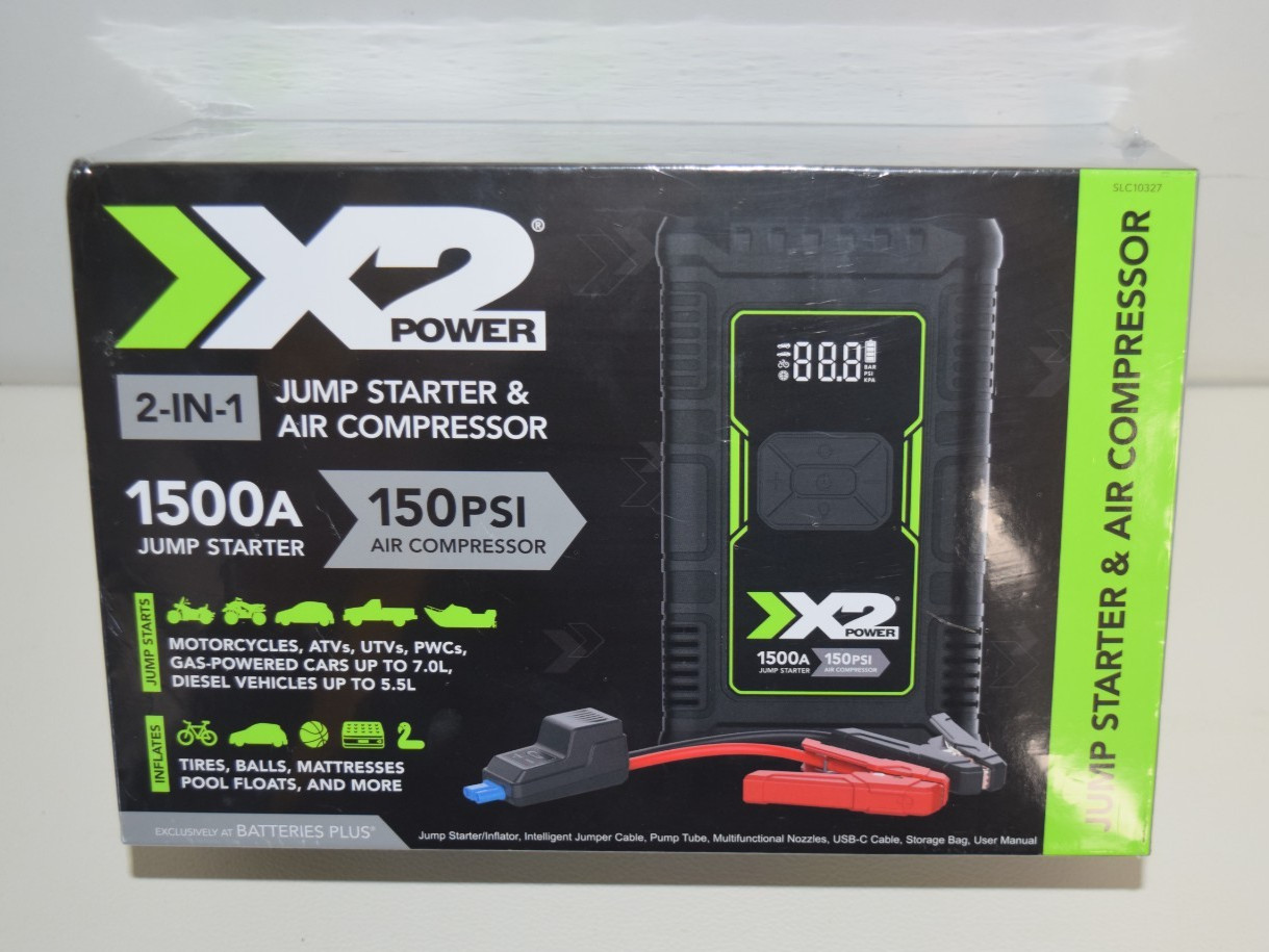 X2 Power SLC10327 2-in-1 Jump Starter & Air Compressor 1500A / 1500 PSI - NEW