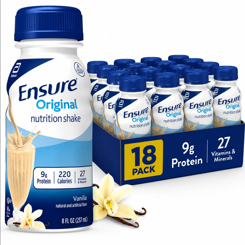 Ensure Original Nutrition Shake, 9g Protein, Vanilla, 8 fl oz - 18 Pack Ensure Original Nutrition Shake, 9g Protein, Vanilla, 8 fl oz - 18 Pack