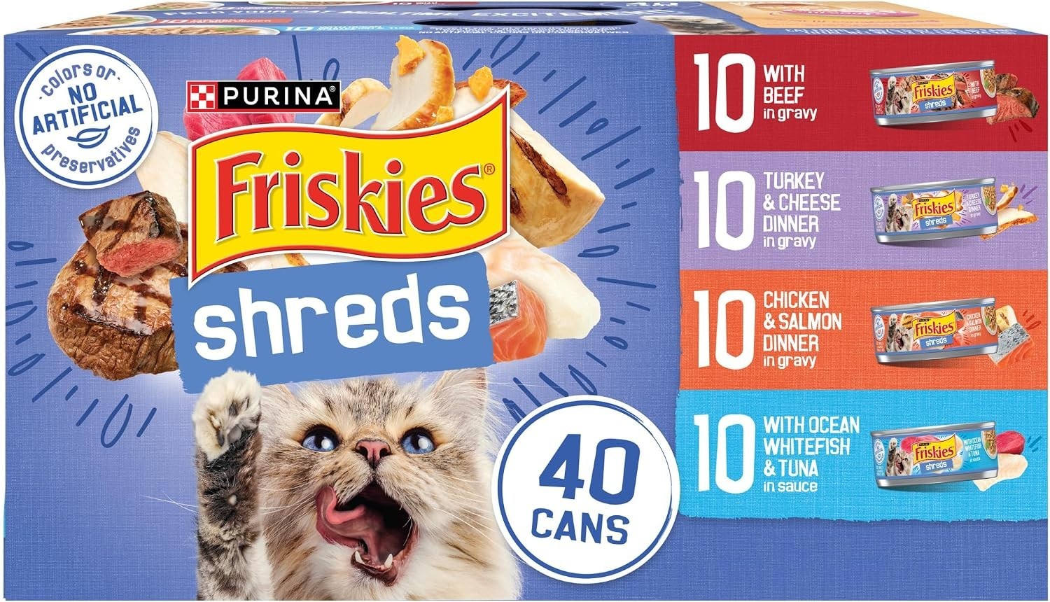 Purina Friskies Wet Cat Food Variety Pack, (Pack of 40) 5.5 oz. Cans